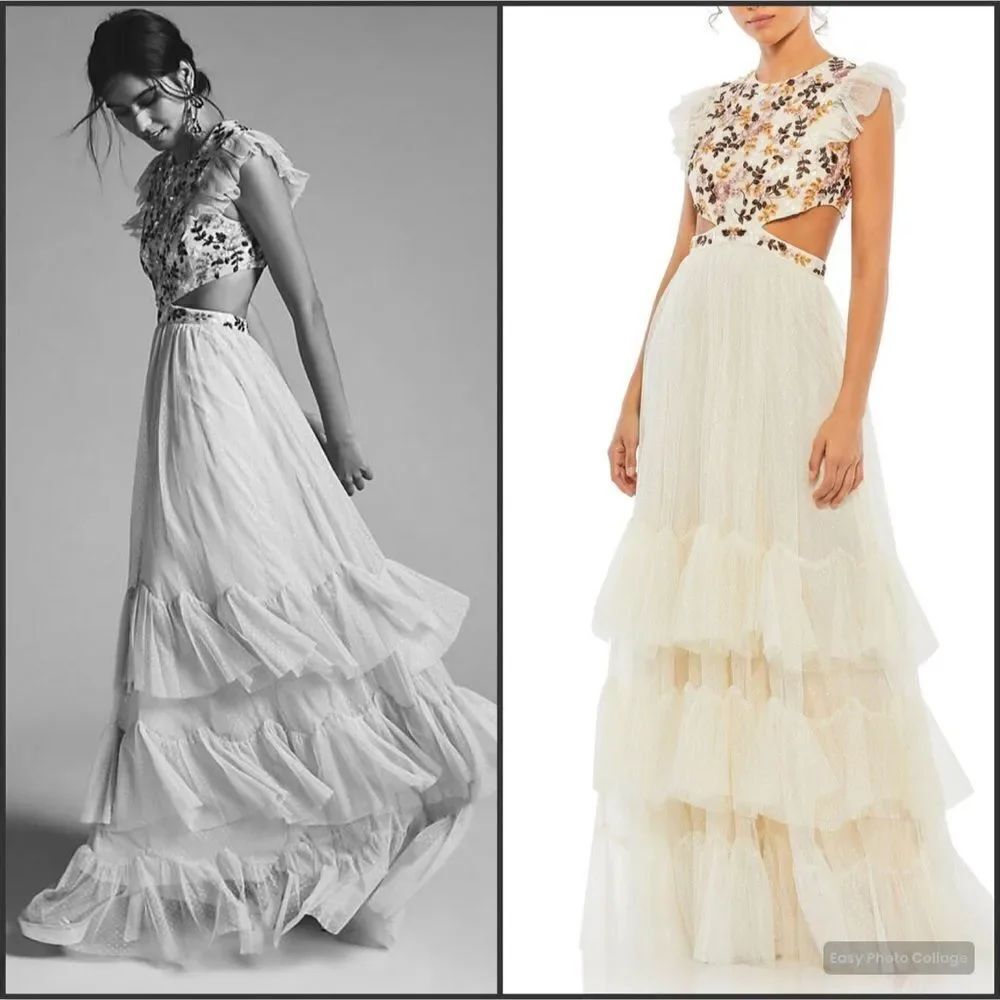 MacโDuggal 35106 Embroidered Bodice Cap Sleeve GownโDress